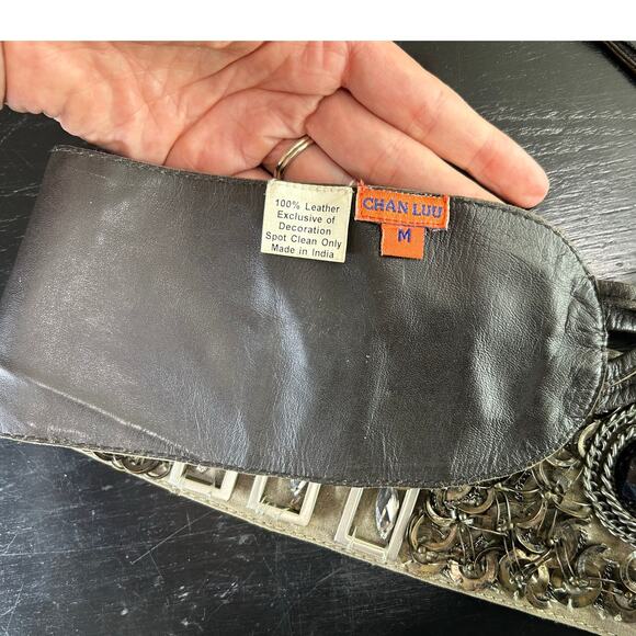Vtg Leather Metal Accents Designer Chan Luu- Brown- Tassel Ties Med- preowned - Picture 4 of 11